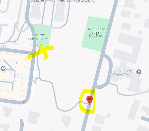 map of planting site at Divinity School Garden