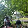 Terell and Luis also digging holes to plant coral bells!