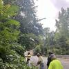 Tom and Dave raking debris!