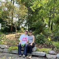 Susan and Yvonne after mulching the park! 