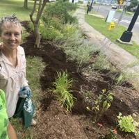 Christel and I (Yvonne), and the glowing butterfly garden!