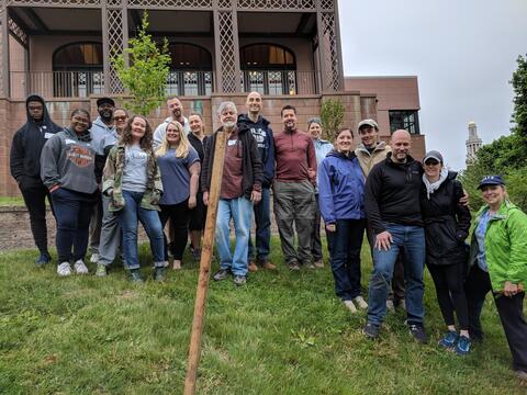 Yale milestone tree planting group